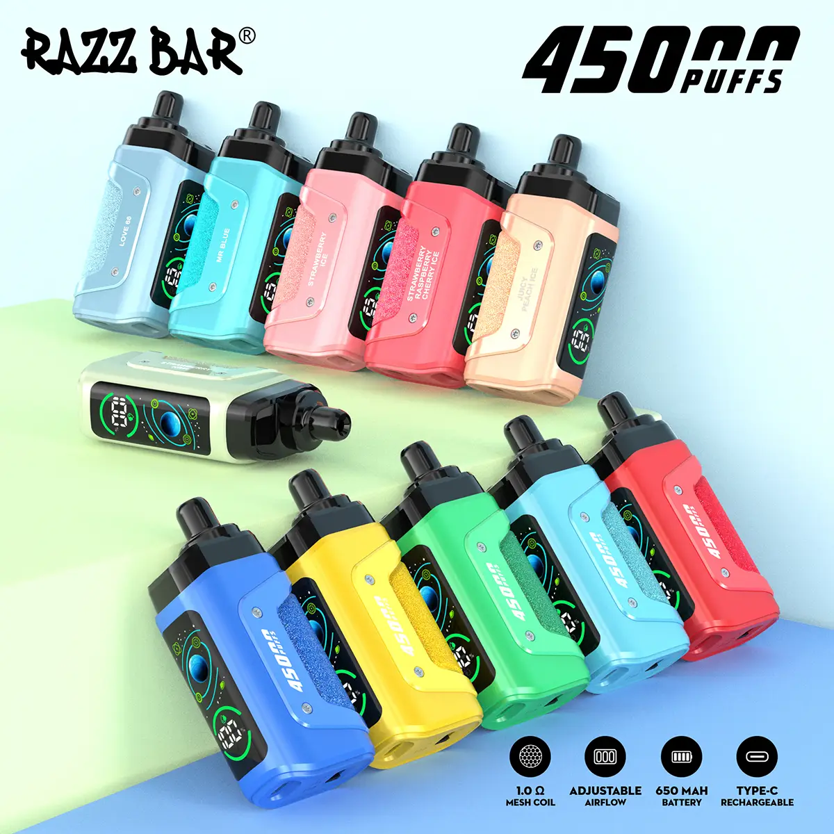 razz bar 45000 puff cherry cola disposable vape pod