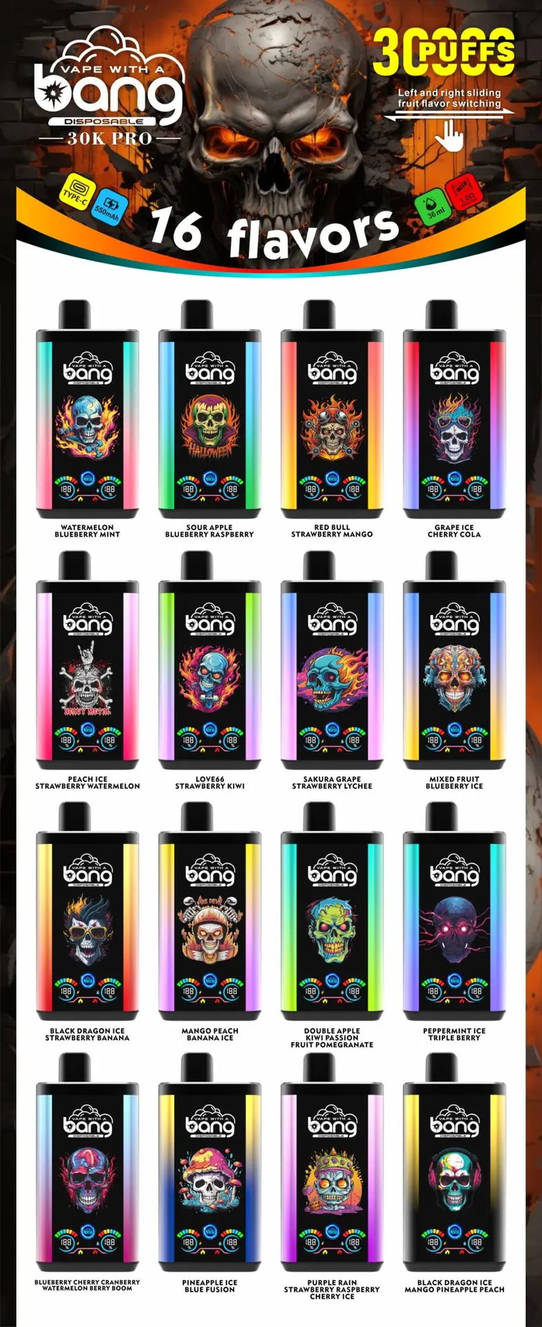 Bang King 30K Pro vape box device dual flavors