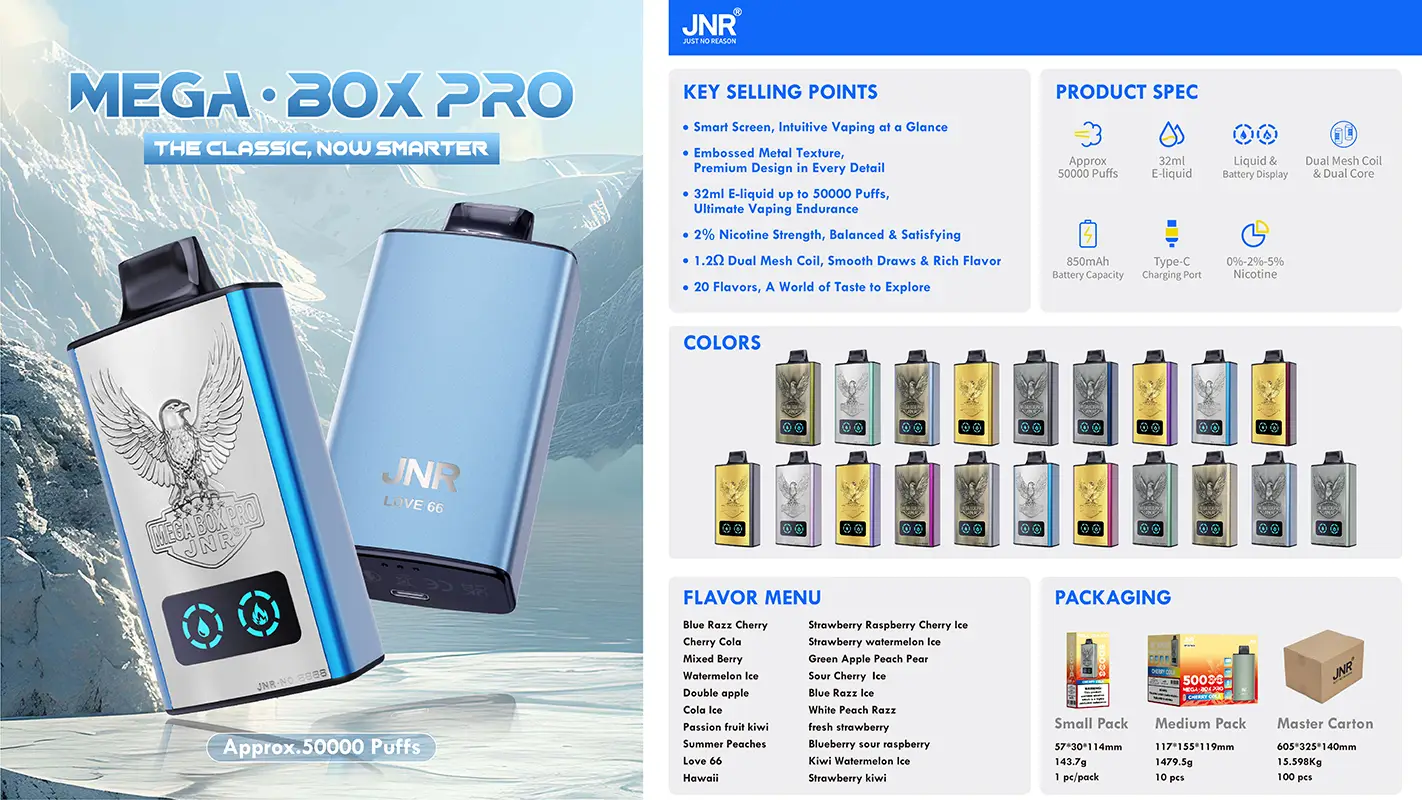 JNR Mega Box Pro 50k Flavor Selection – 20 Options