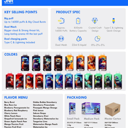 JNR 16k gout vape flavors collection