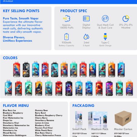 Puff 18k jnr crystal vape adjustable airflow