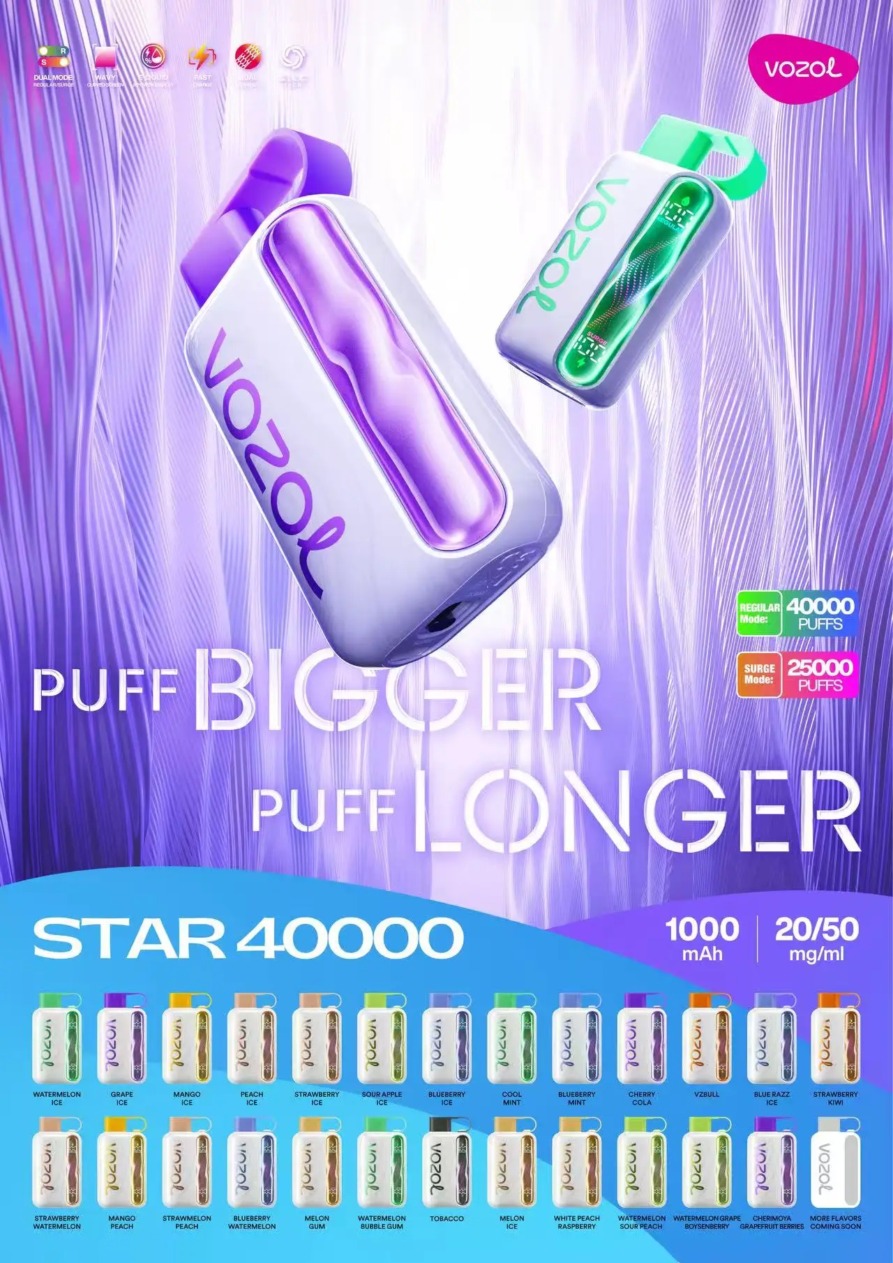 Close-up of Vozol Star 40000 Puff Device