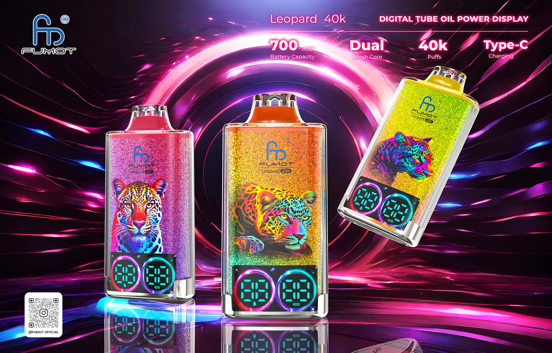 fumot leopard 40k disposable vape charging with type-c port