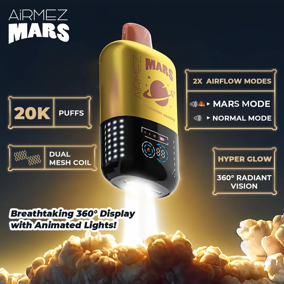 Airmez Mars 20K puff 20k vape with 360 curved screen