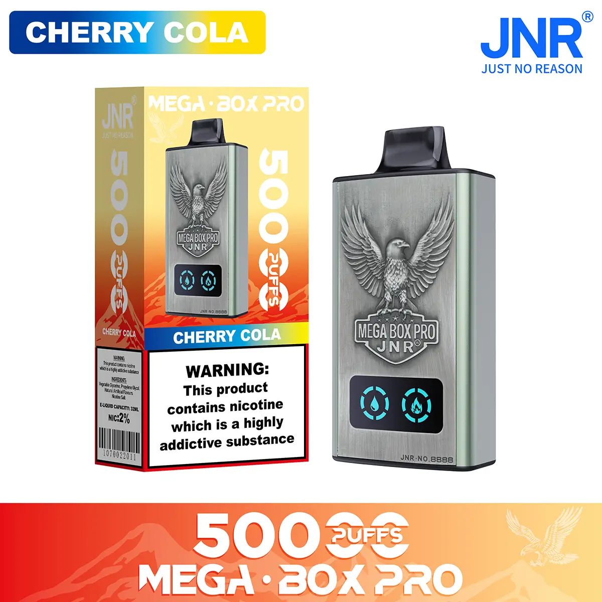 JNR Puff 50000 Disposable Vape Mega Box Packaging
