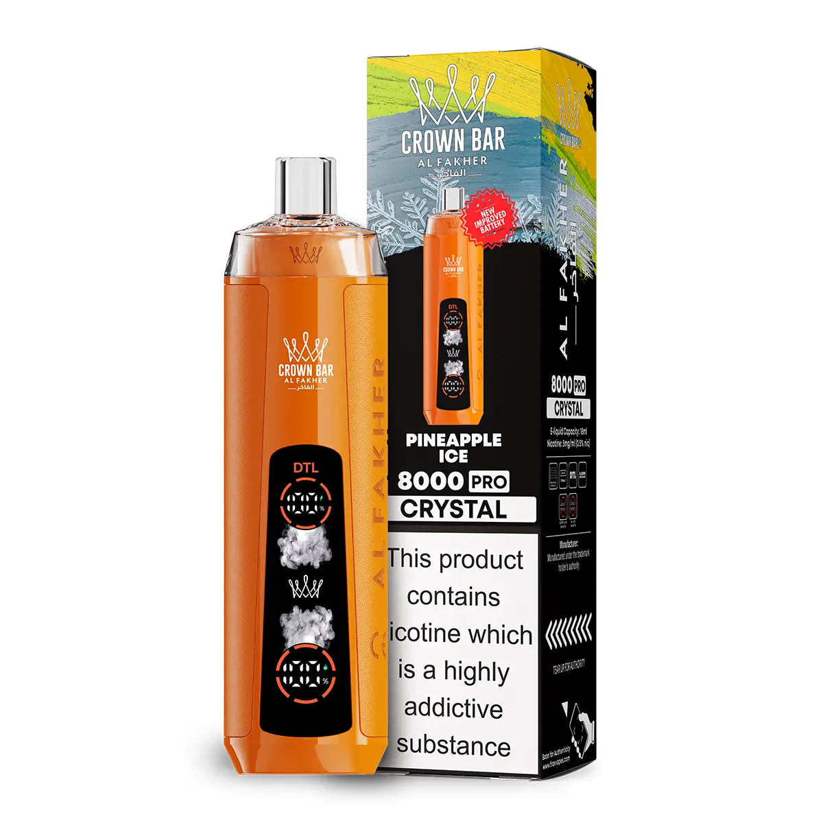 Al Fakher Crown Bar 8000 Puffs Crystal Disposable Vape | 8K Rechargeable Shisha Vape Pen - Image 2