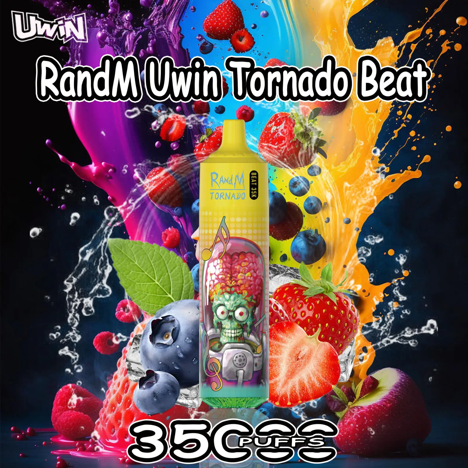 Uwin RandM Tornado Beat 35K disposable vape with RGB lights
