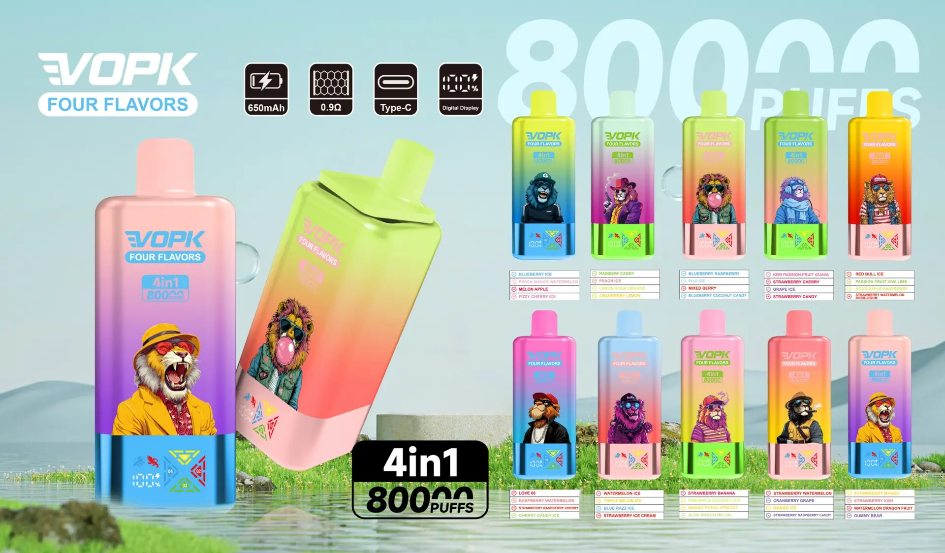Four flavors 80000 puffs big puff vape device