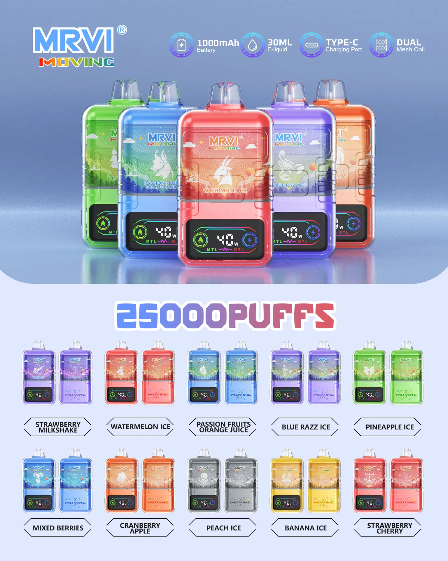 MRVI 25K big puff vape with flavors